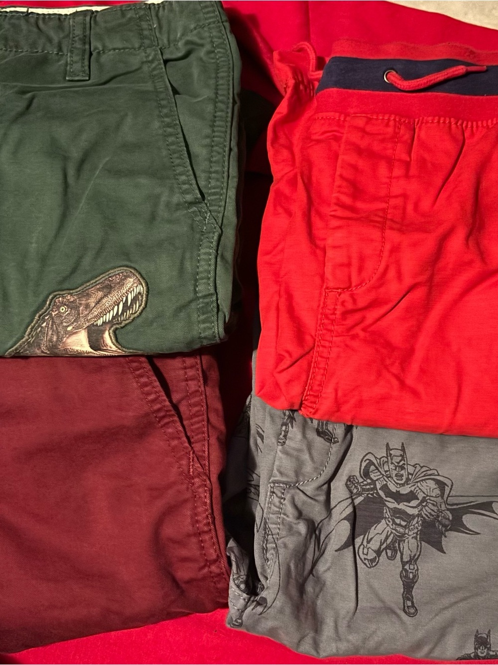 Gap Kids' Mixed Graphic & Solid Shorts Bundle - Green, Red, Maroon, Gray Size 14